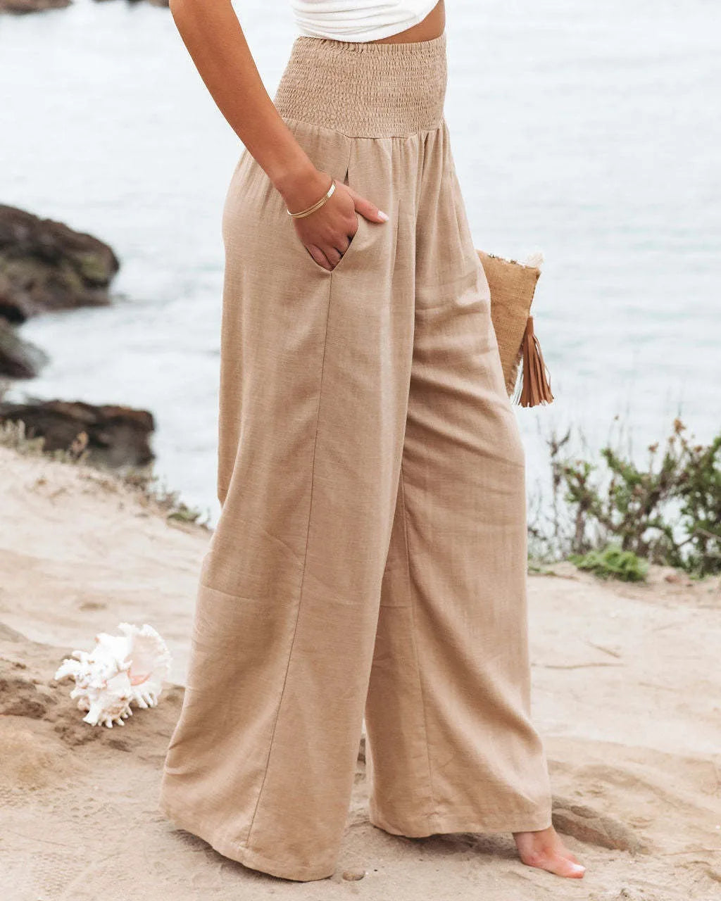BLANCA - Pantalons Amples en Lin